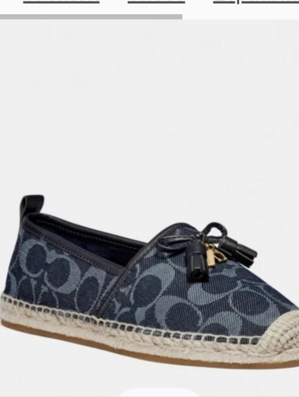 Coach Signature C Navy Blue Denim Tassel Espadrilles Flats Size 9B G3482